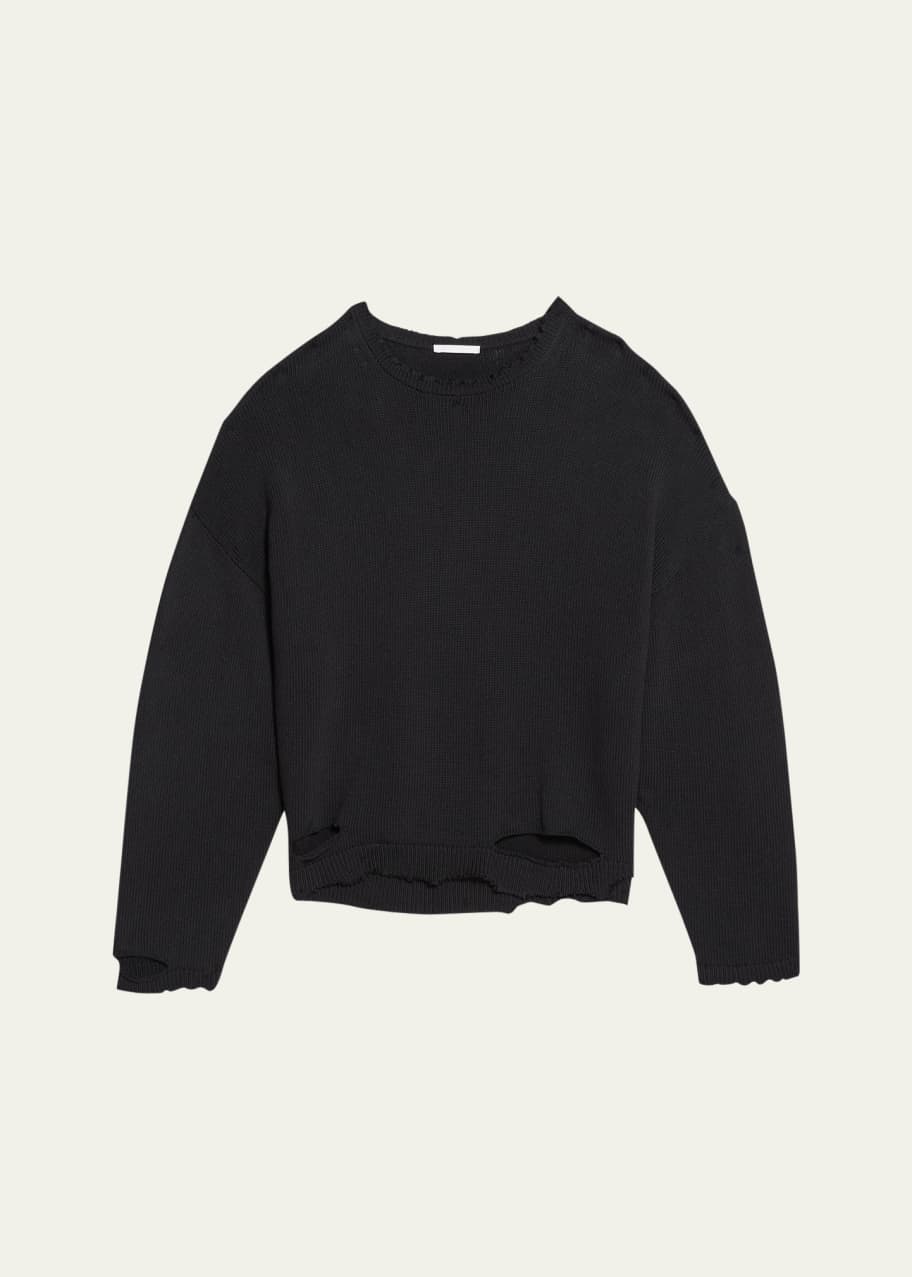 Image 1 of 1: Distressed Ribbed Crewneck Sweater