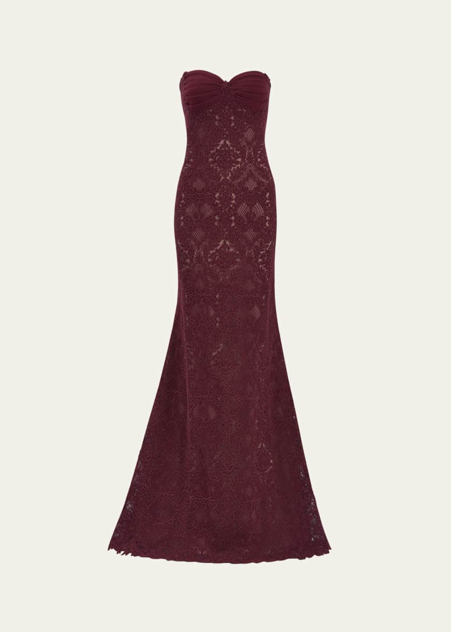 Image 1 of 1: Strapless Lace A-Line Gown