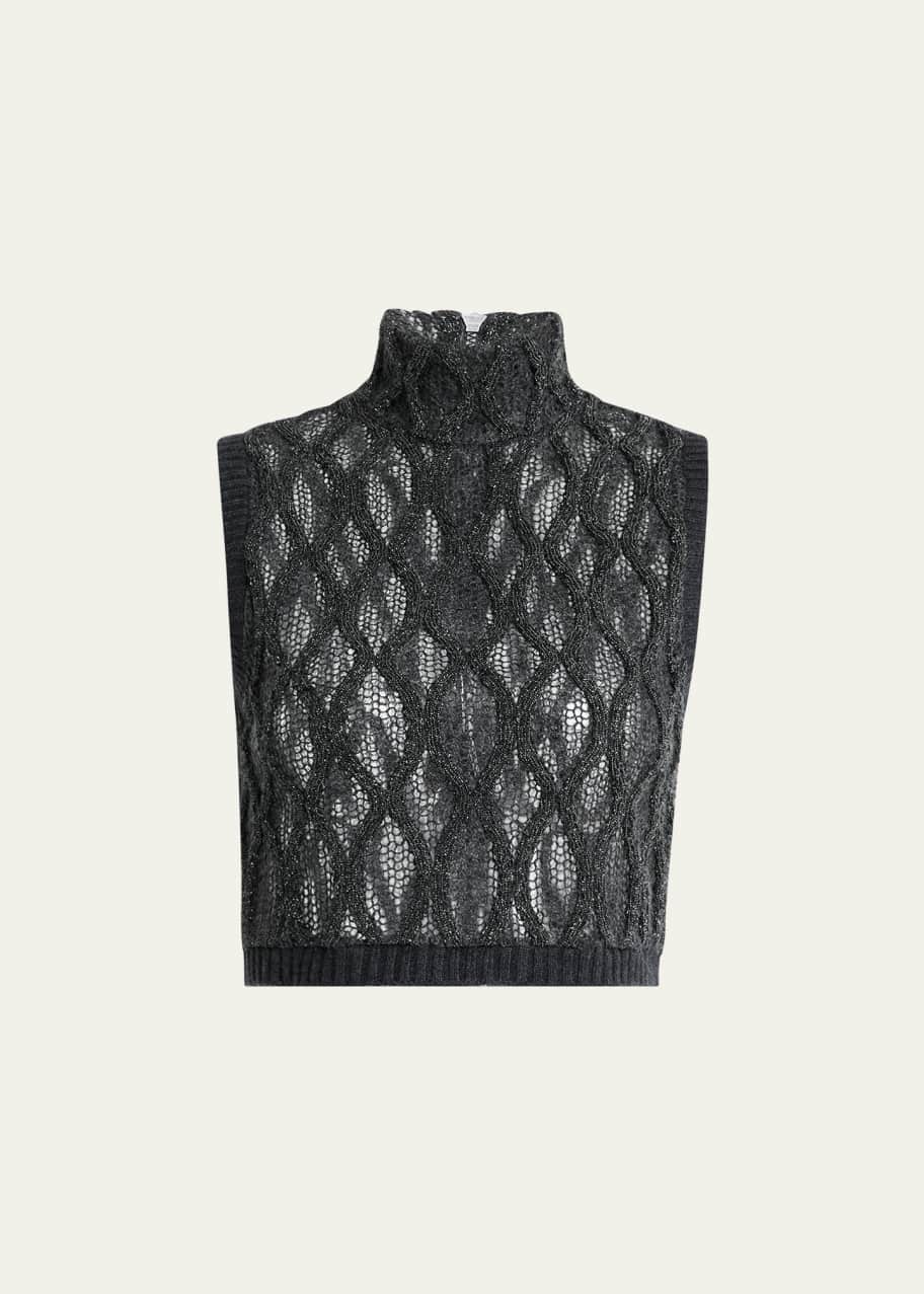 Image 1 of 1: Monili Opera Knit Sleeveless Crop Zip Sweater