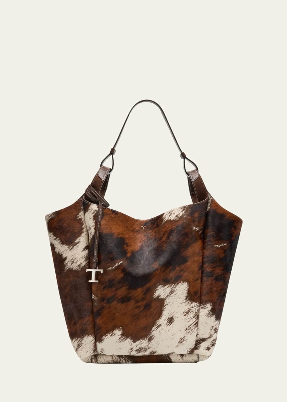 ハンドバッグ TOD'S CANVAS AND CALF LEATHER HANDBAG Tod's Leather & Calf Hair Shopper Tote Bag | Neiman Marcus
