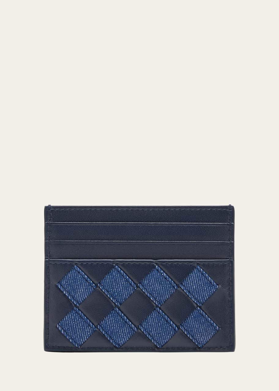 Image 1 of 1: Intrecciato Denim Leather Card Case