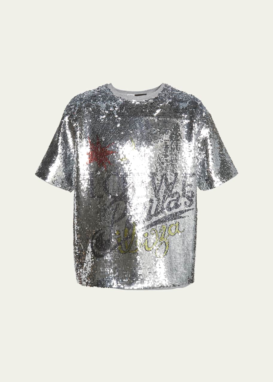 Image 1 of 1: Men's Sequined Paoas Ibiza Printed T-Shirt