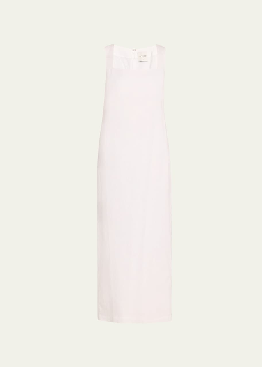 Posse Alice Square-Neck Sleeveless Linen Midi Dress - Bergdorf Goodman