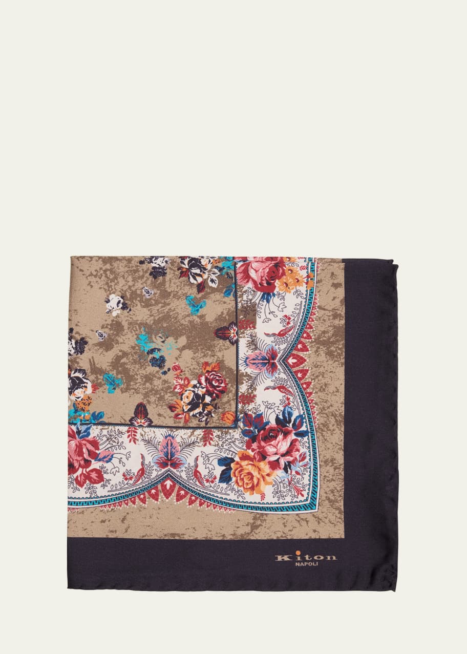 Image 1 of 1: Men's Floral Silk Pocket Square