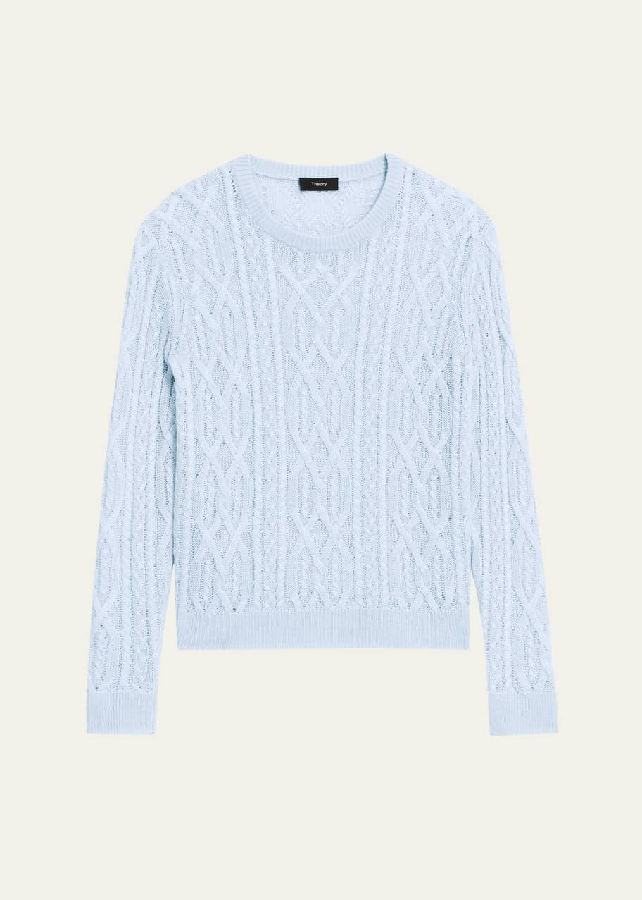 Image 1 of 1: Neo Sag Harbor Viscose Linen Long-Sleeve Aran-Knit Top