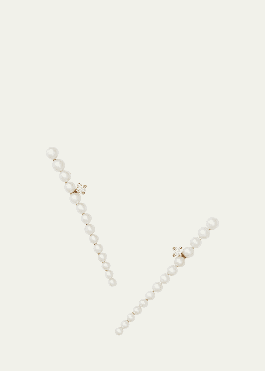 Image 1 of 1: Swan Diamond Multi Pearl Wave Earrings
