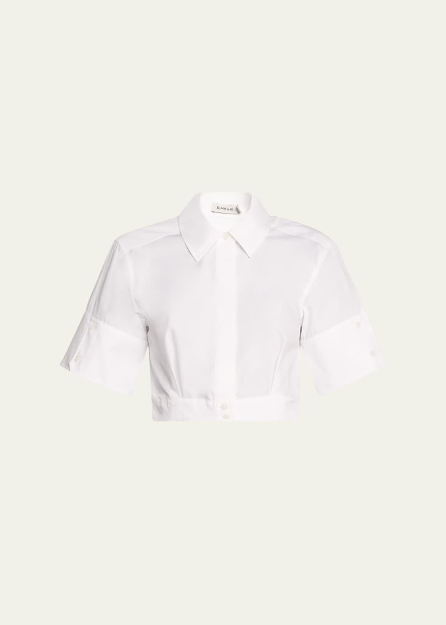 Image 1 of 1: Sabrina Cropped Cotton Button-Front Shirt