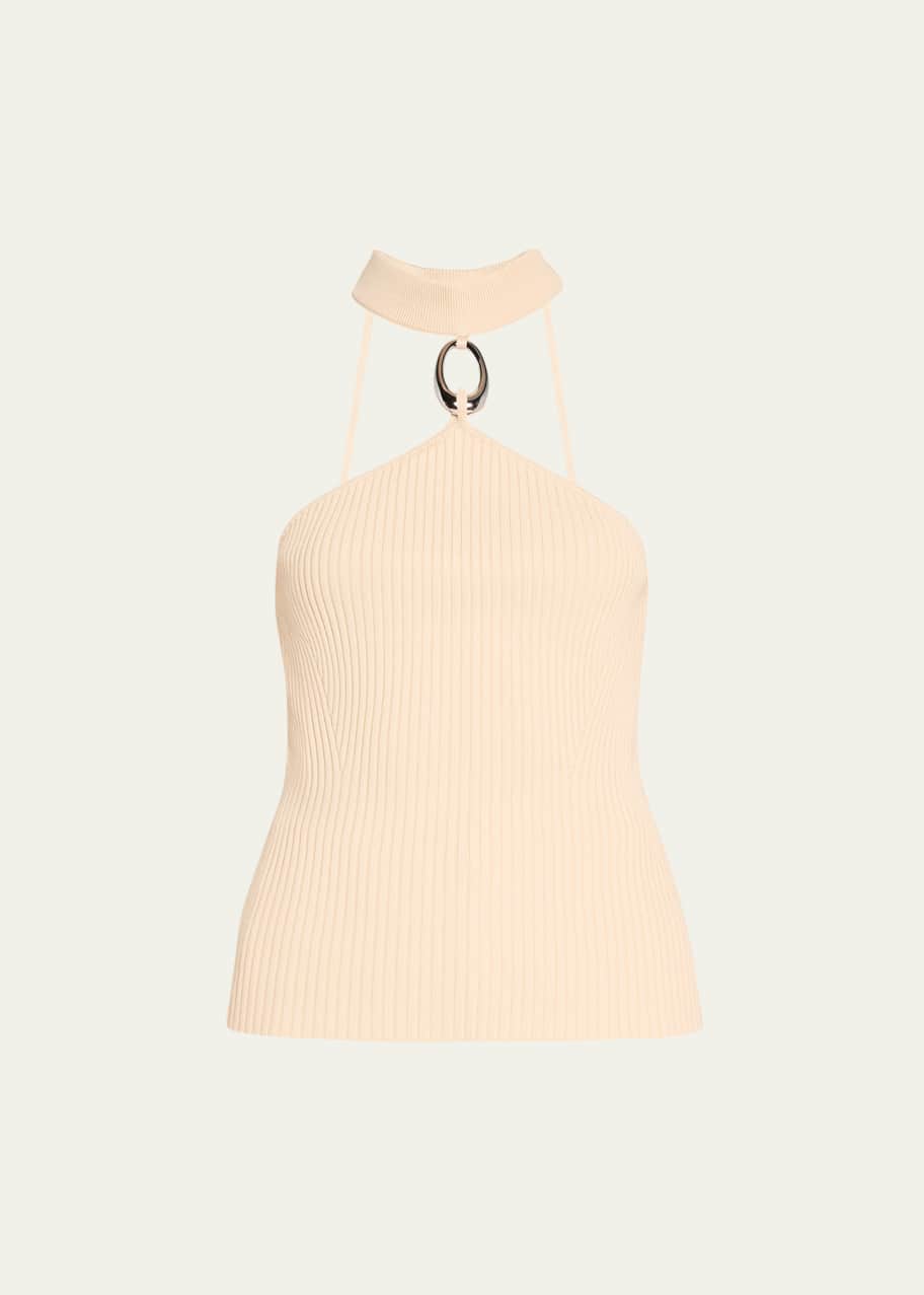 Image 1 of 1: Rubie Sleeveless Mock-Neck Hardware Top