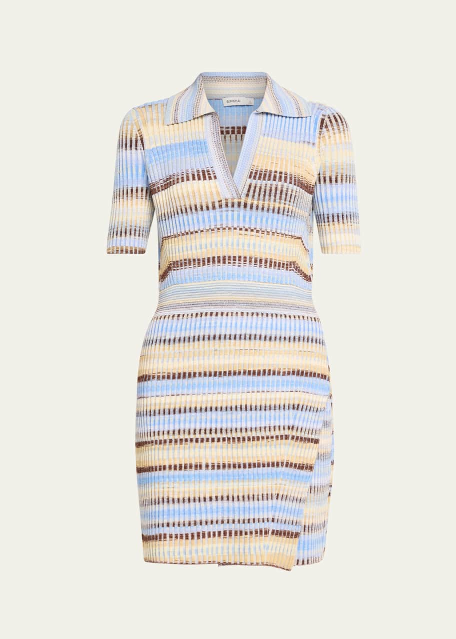Image 1 of 1: Solana Stripe Knit Polo Mini Dress