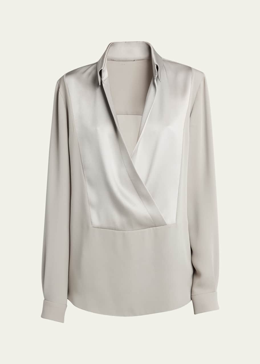 Giorgio Armani Silk Georgette Wrap Blouse - Bergdorf Goodman