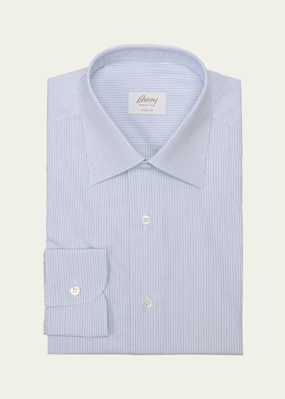 Image 1 of 1: Men's Giza 45 Cotton Micro-Stripe Dress Shirt