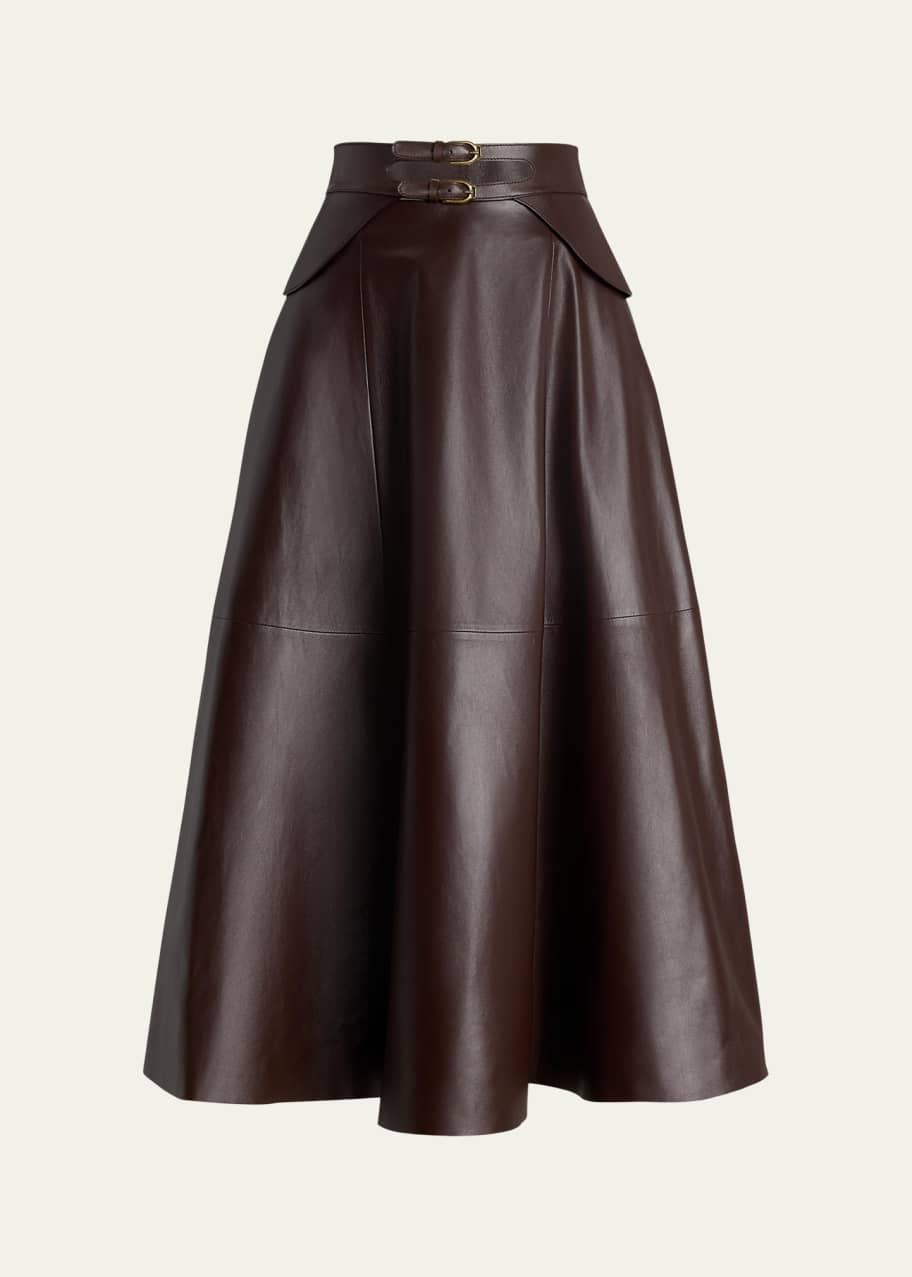 Ralph Lauren Collection Millie Circle-Cut Soft Leather Skirt
