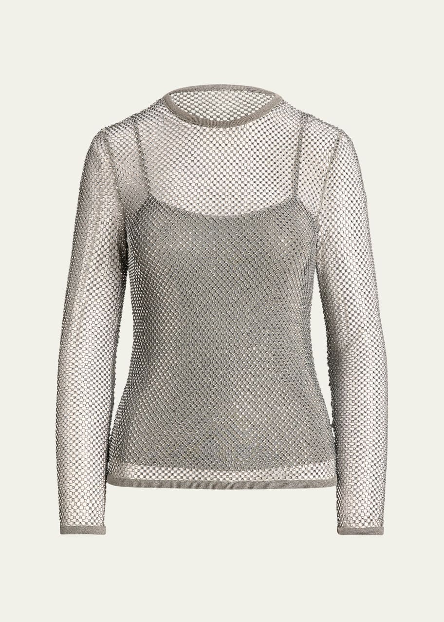 Image 1 of 1: Rhinestone Net Embellished Top