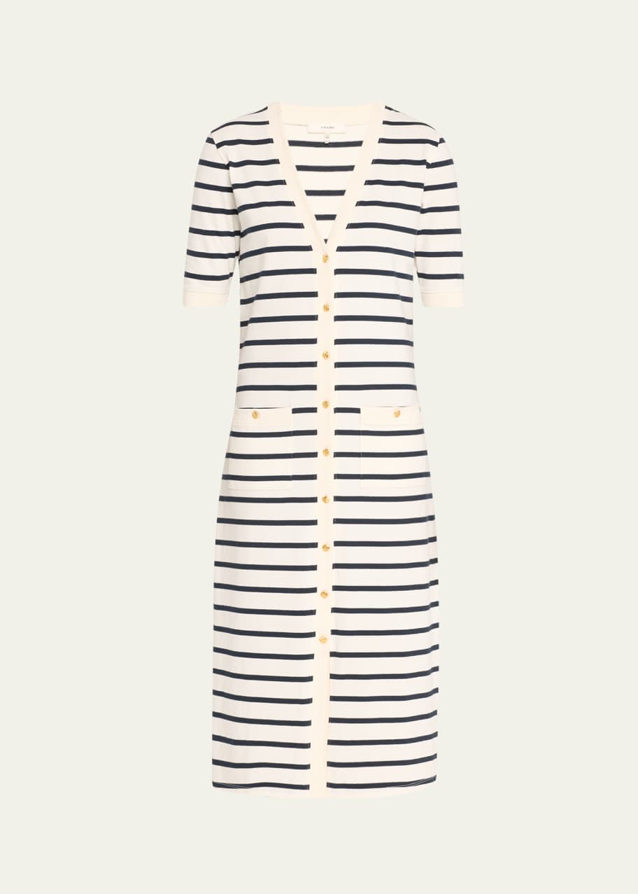 FRAME Henley Stripe Button-Front Dress - Bergdorf Goodman