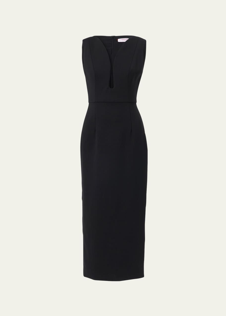 Image 1 of 1: Plunging U-Neck Sleeveless Midi Dress