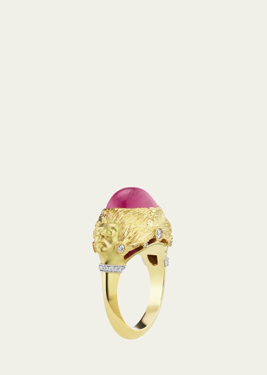 Image 1 of 1: 18K Yellow Gold Pink Sapphire Muse Ring, Size 6