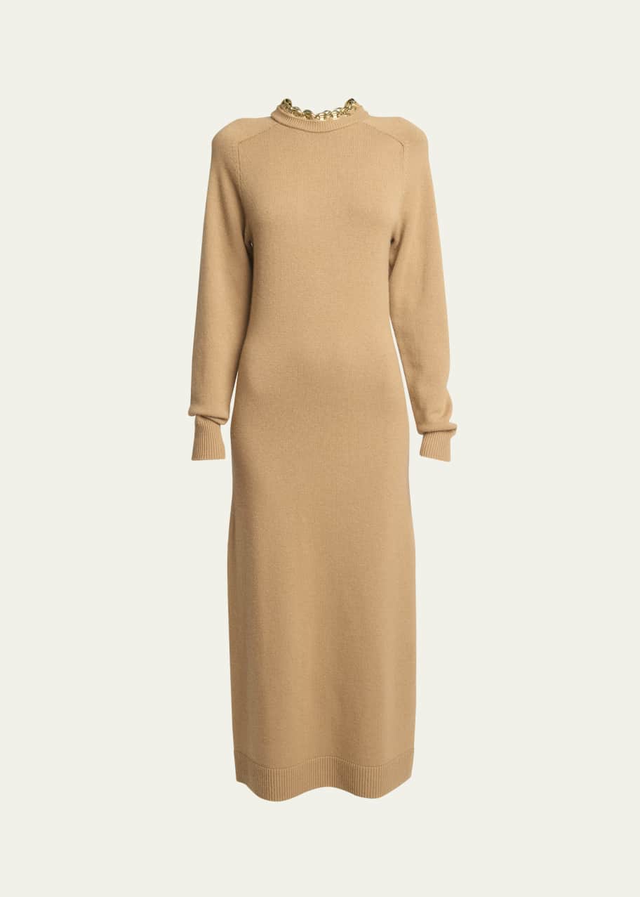 Rabanne Chain Neckline Wool Cashmere Sweater Dress - Bergdorf Goodman