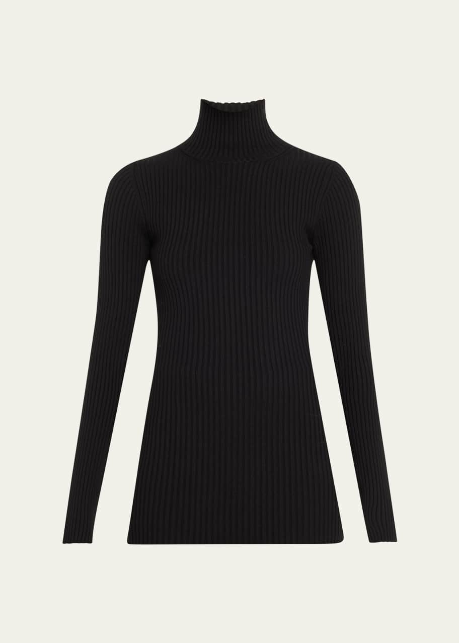 Image 1 of 1: Ribbed Wool Turtleneck