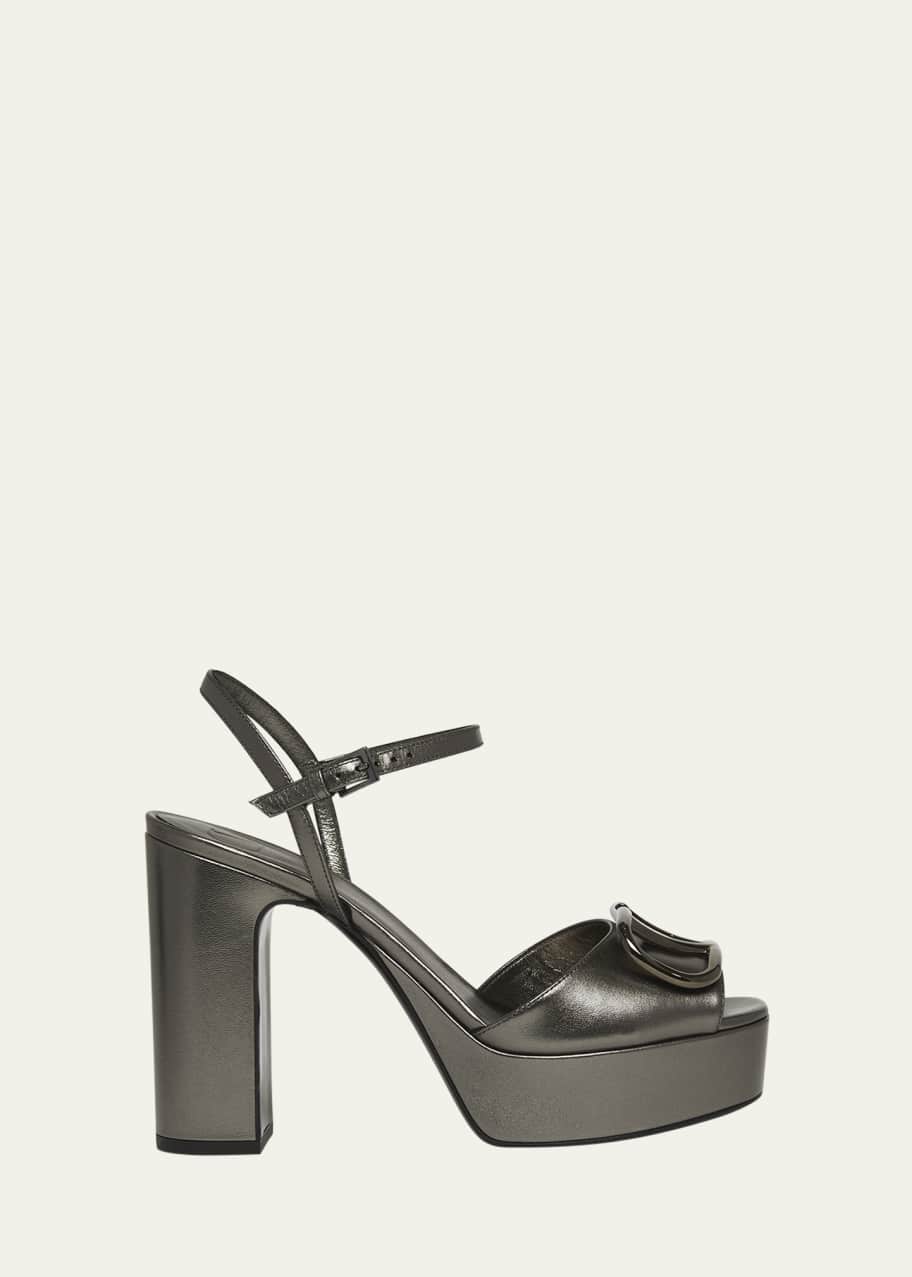 Image 1 of 1: VLogo Metallic Ankle-Strap Platform Sandals