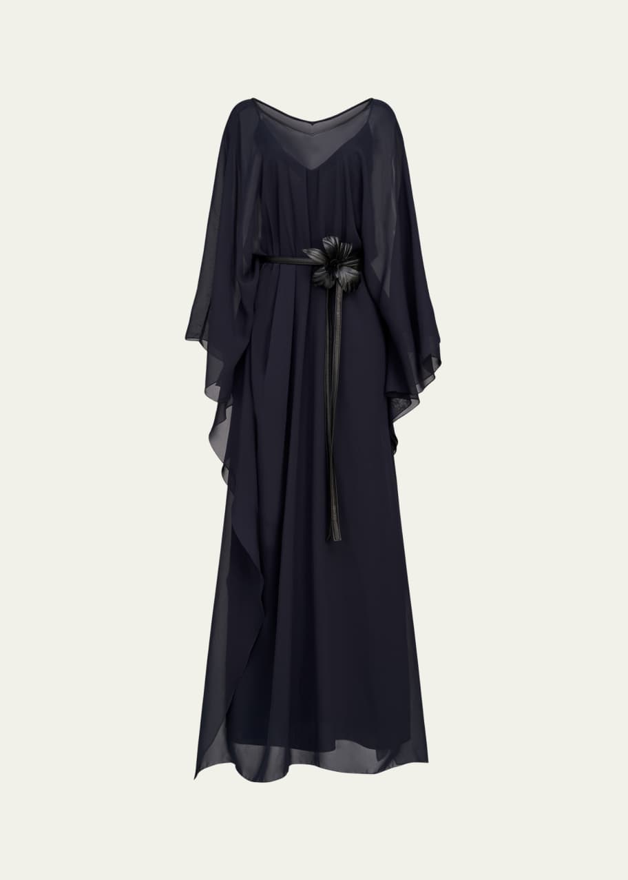 Image 1 of 1: May Belted Chiffon Caftan Gown