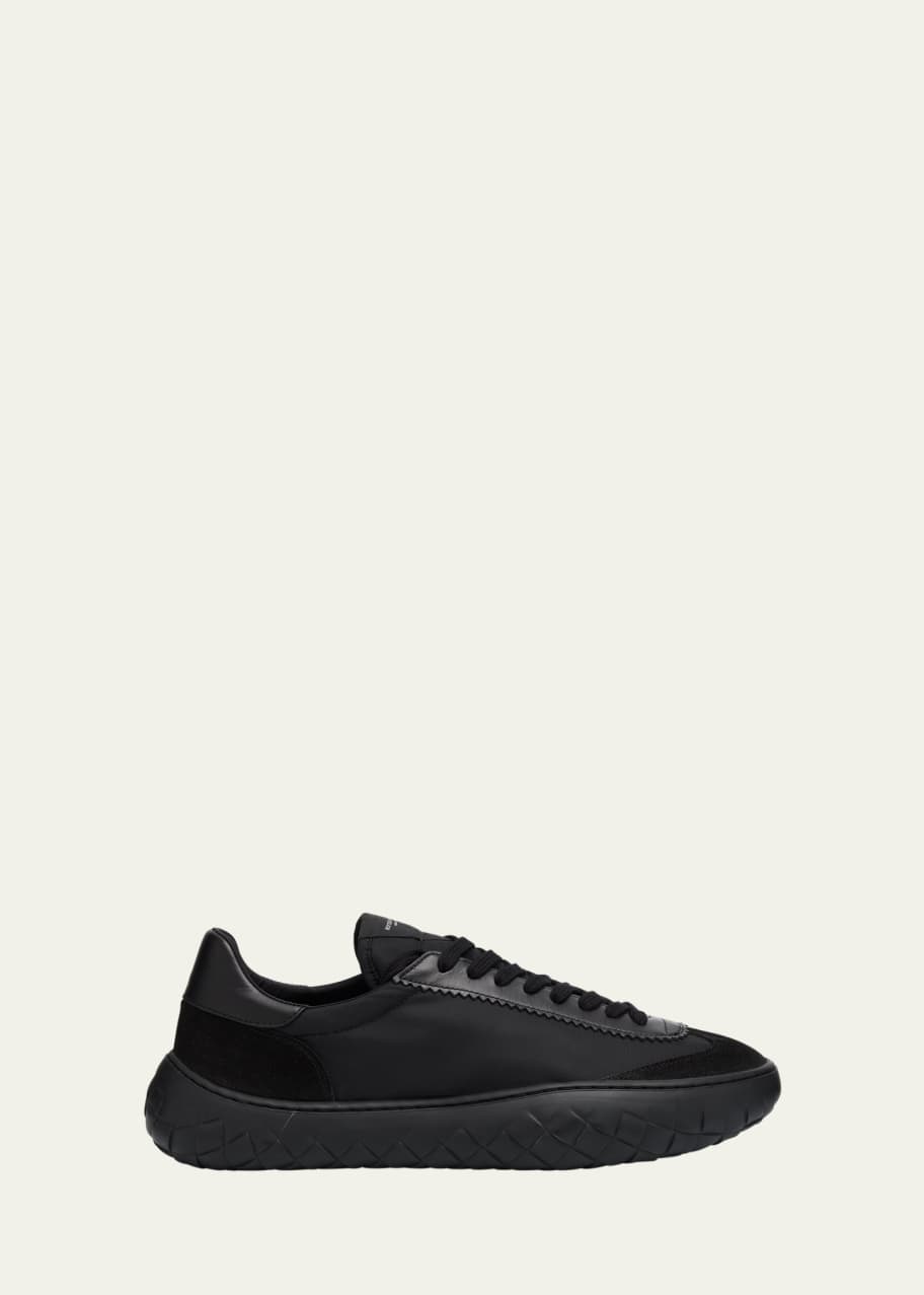 Bottega Veneta Men's Explora Nylon and Suede Low-Top Sneakers