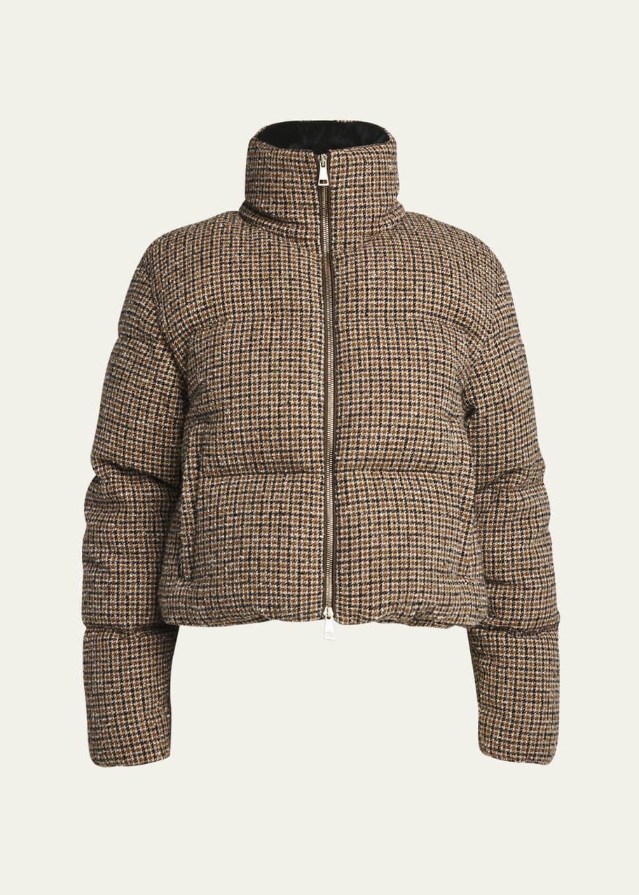 5883【QR鑑定済美品】モンクレール‪☆ボアダウン BOURDON Moncler Seboune Check Boucle Puffer Jacket - Bergdorf Goodman