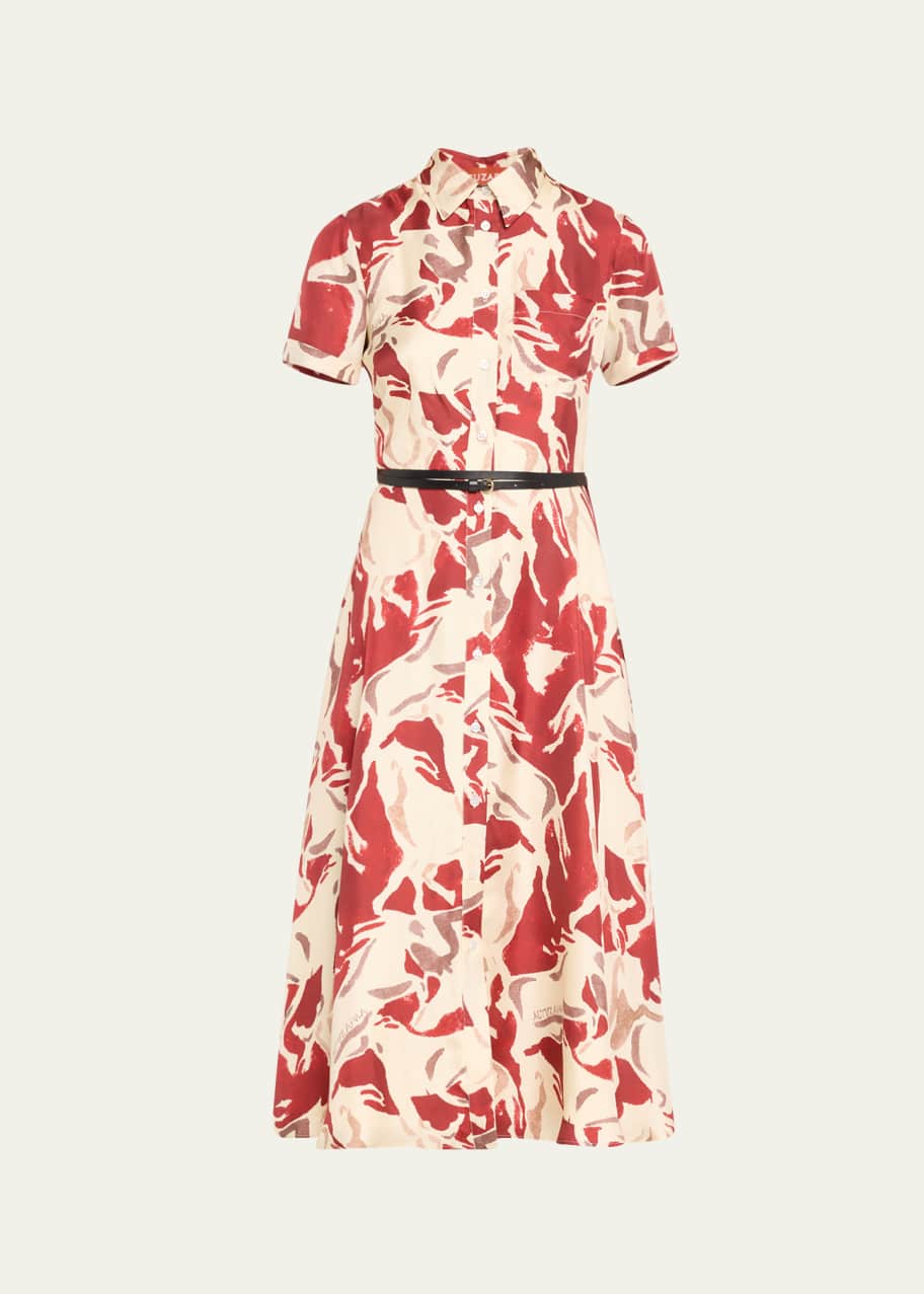 Image 1 of 1: Kiera Floral Print Button-Front Shirtdress