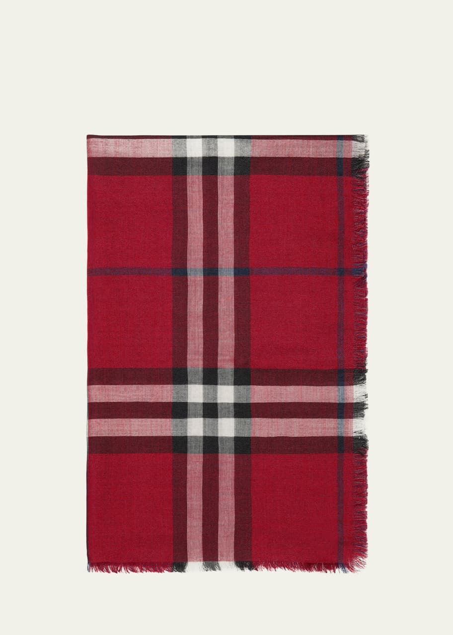 Image 1 of 1: Giant Check Wool-Silk Scarf