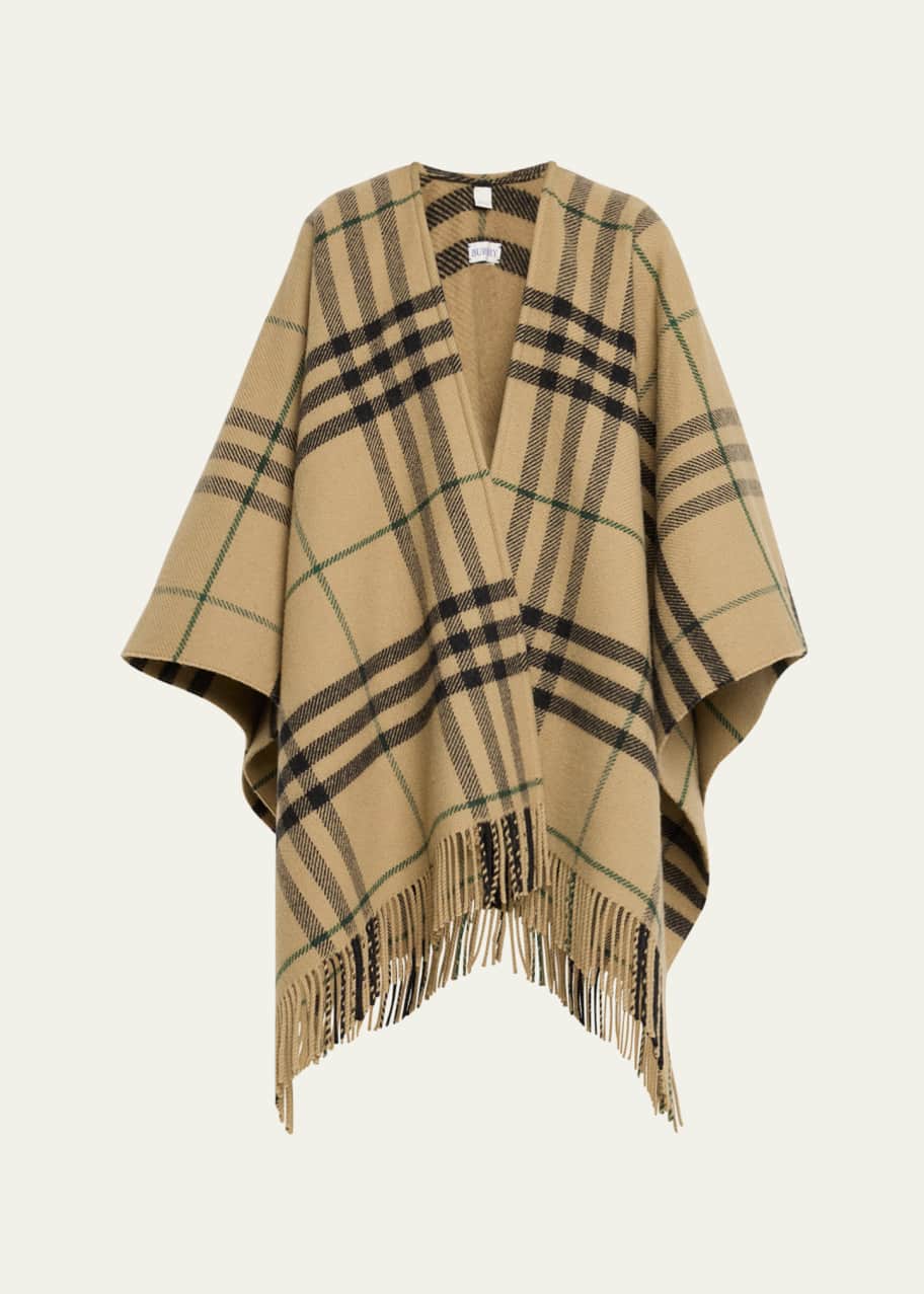 Image 1 of 1: Catey Check Wool Cashmere Cape