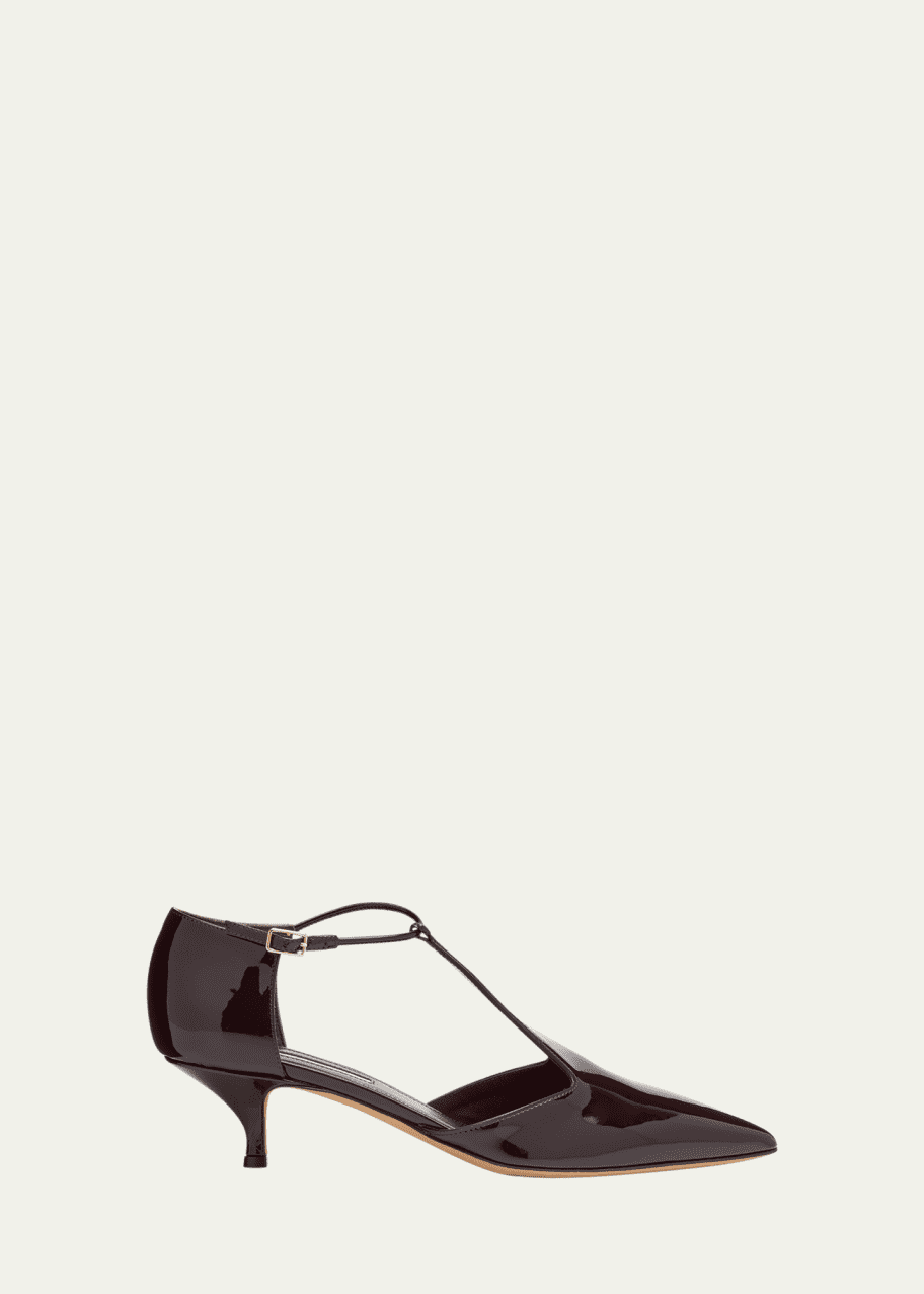 Emme Parsons Leandra Patent T-Strap Kitten Pumps Bergdorf Goodman