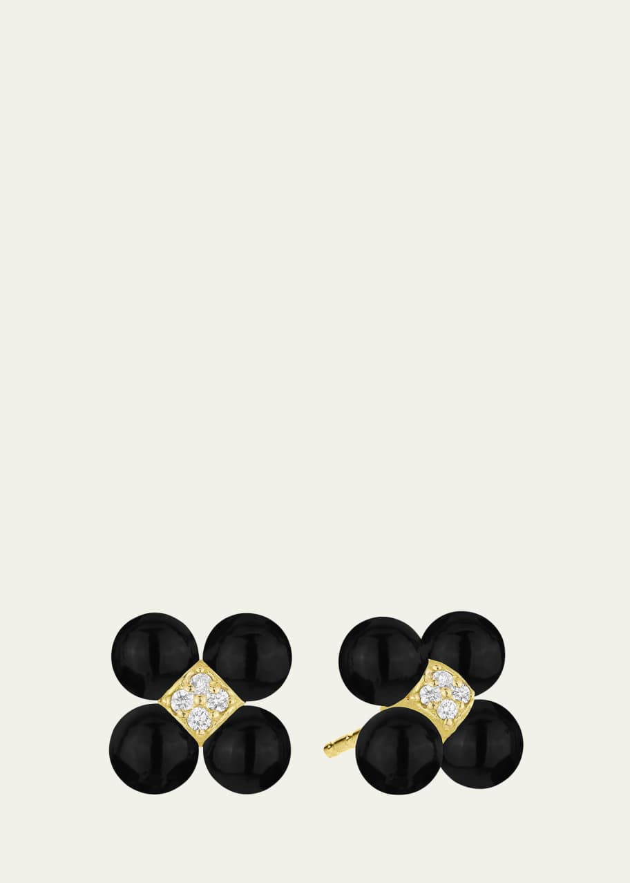 Paul Morelli Sequence 18K Yellow Gold Onyx and Diamond Stud Earrings