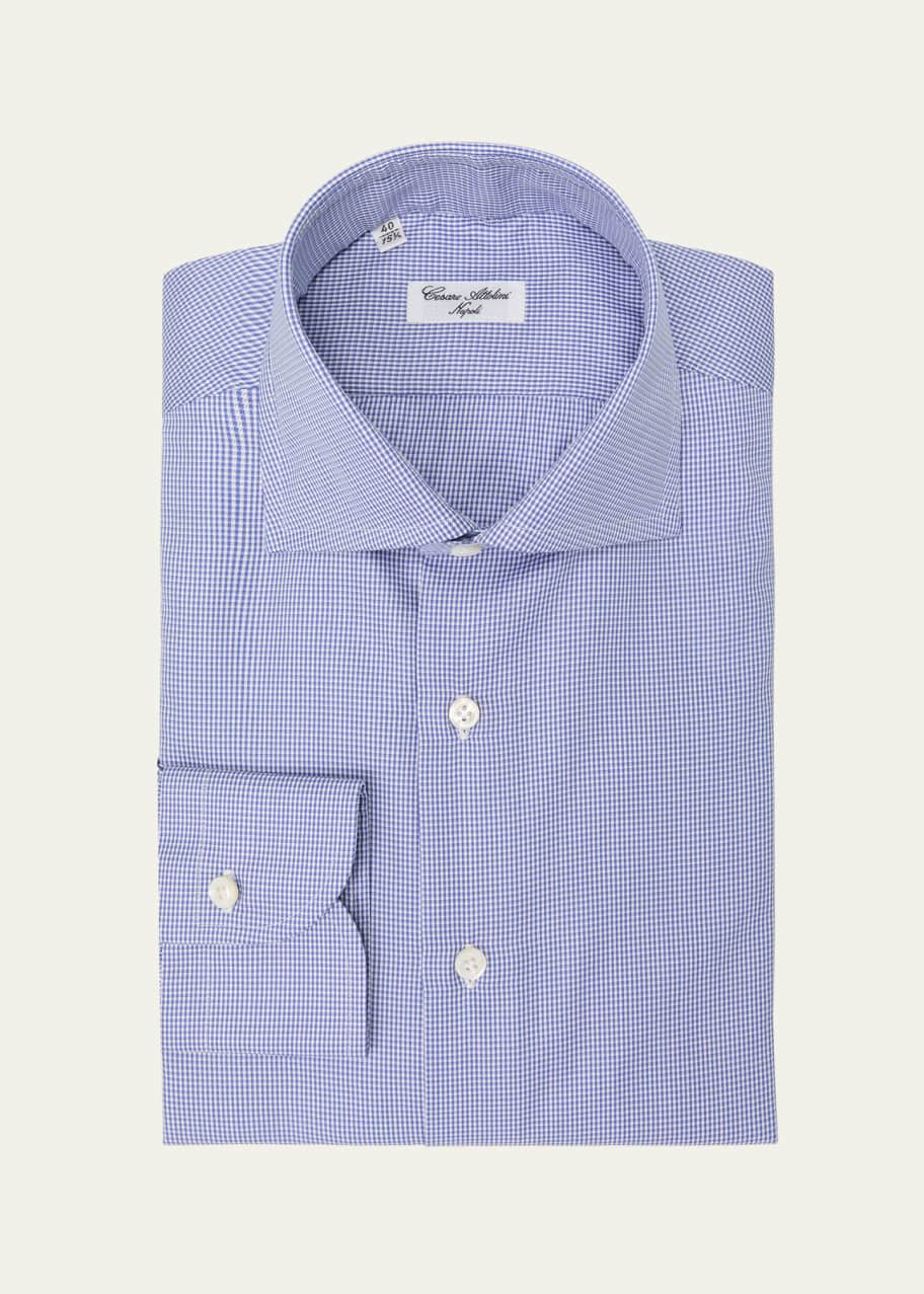 Image 1 of 1: Men's Cotton Micro-Houndstooth Dress Shirt