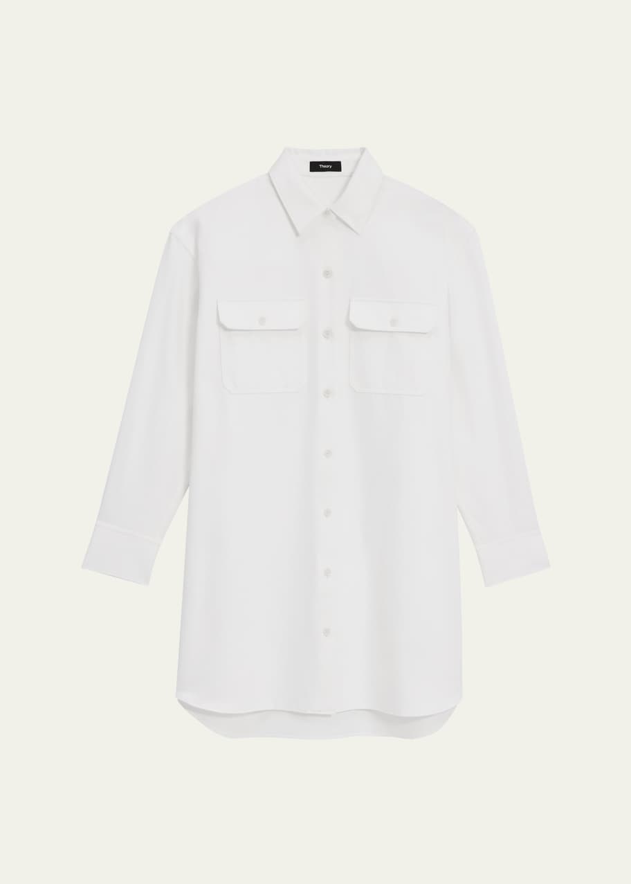 Image 1 of 1: Military Long-Sleeve Mini Shirtdress