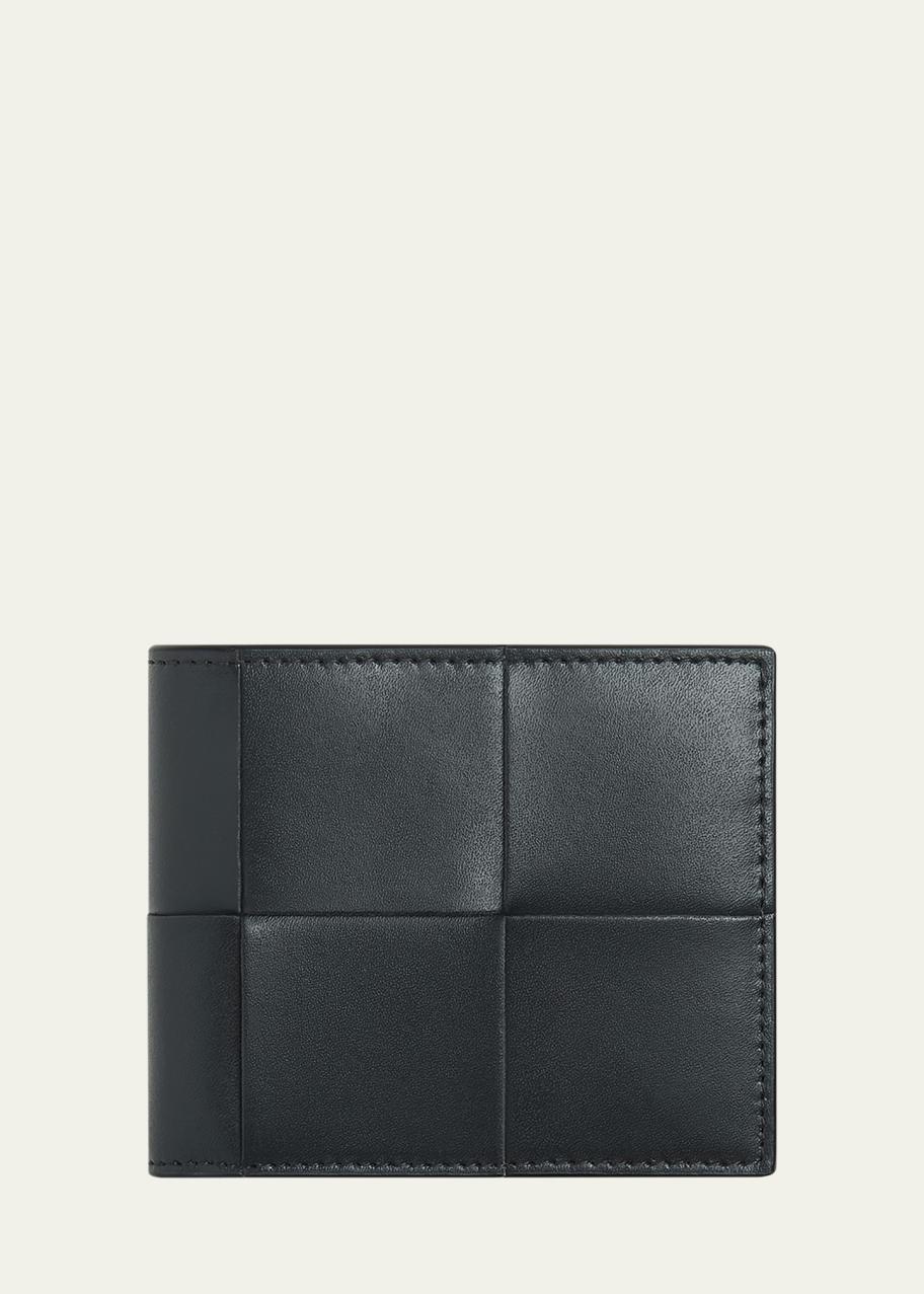 Bottega Veneta Men's Cassette Bicolor Intreccio Leather Bifold