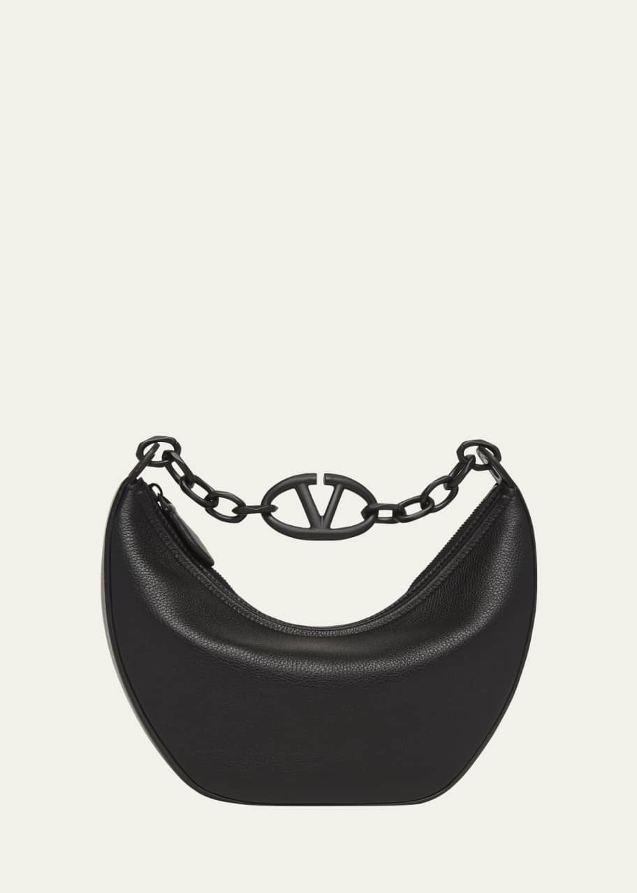 Valentino Garavani VLOGO Small Moon Leather Shoulder Bag