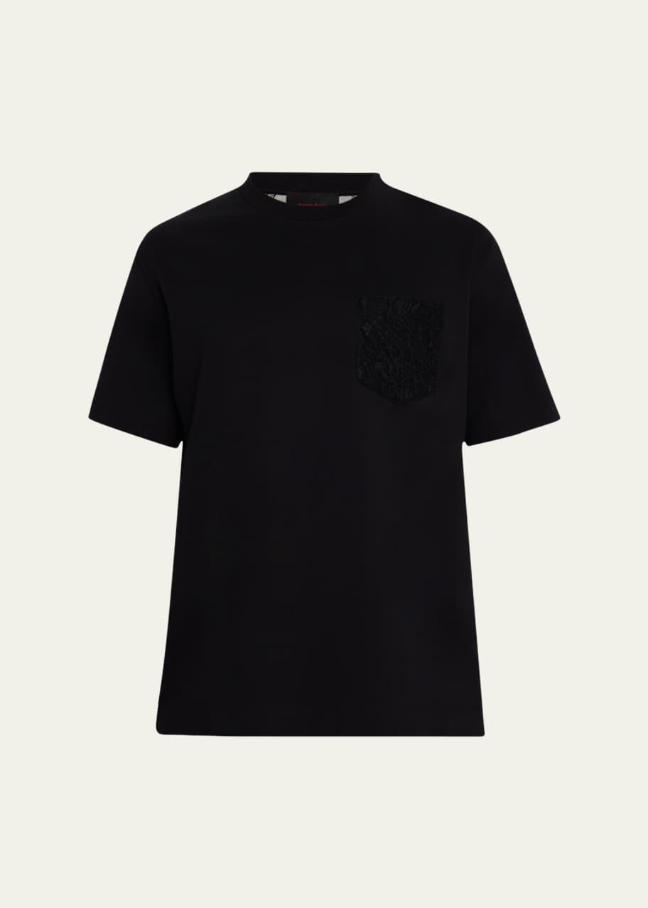 Image 1 of 1: Men's Lace-Back Short-Sleeve Boxy T-Shirt