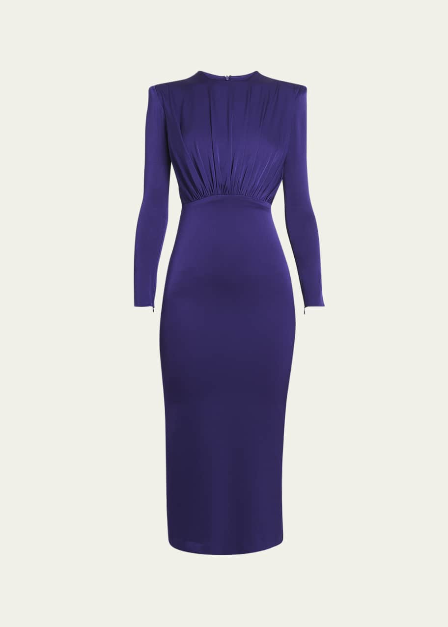 Alex Perry Satin Crepe Ruched Midi Dress - Bergdorf Goodman