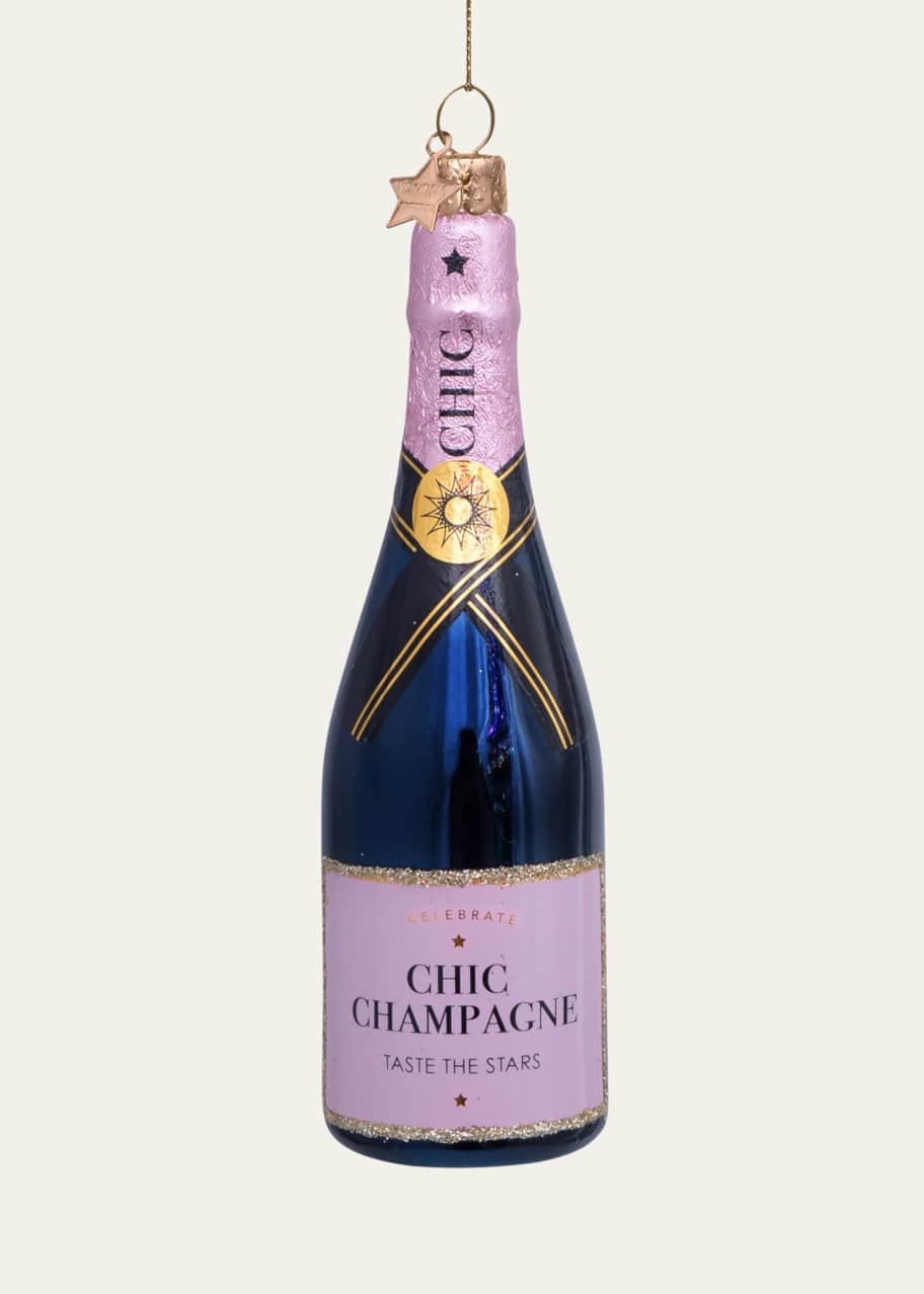 Image 1 of 1: Luxury Pink Champagne Bottle Christmas Ornament