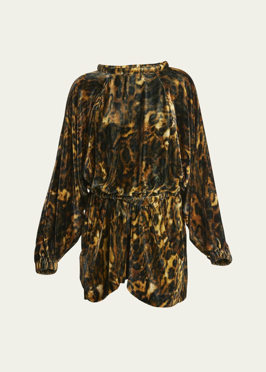 Image 1 of 1: Lassie Velvet Printed Mini Dress