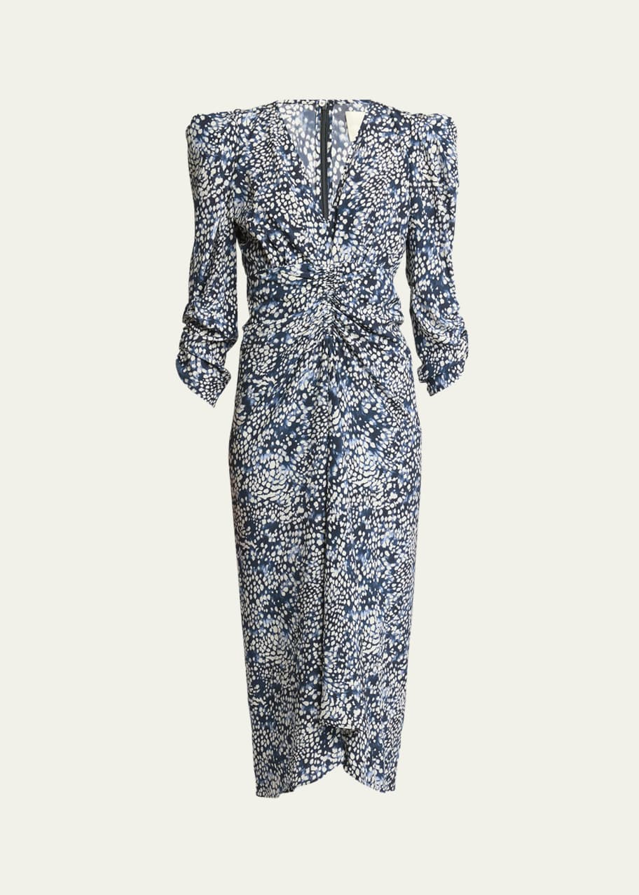 Isabel Marant Albini Ruched Floral-Print Midi Dress