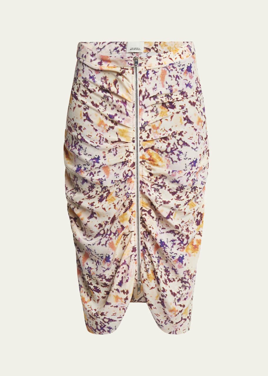 Image 1 of 1: Hozana Floral Print Midi Skirt with Front Zip
