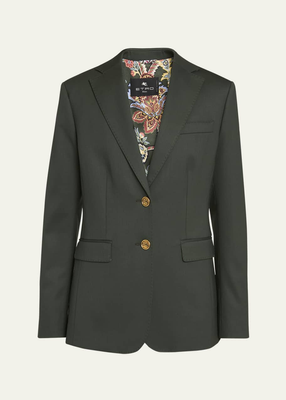 Image 1 of 1: Tailored Single-Breasted Wool Blazer