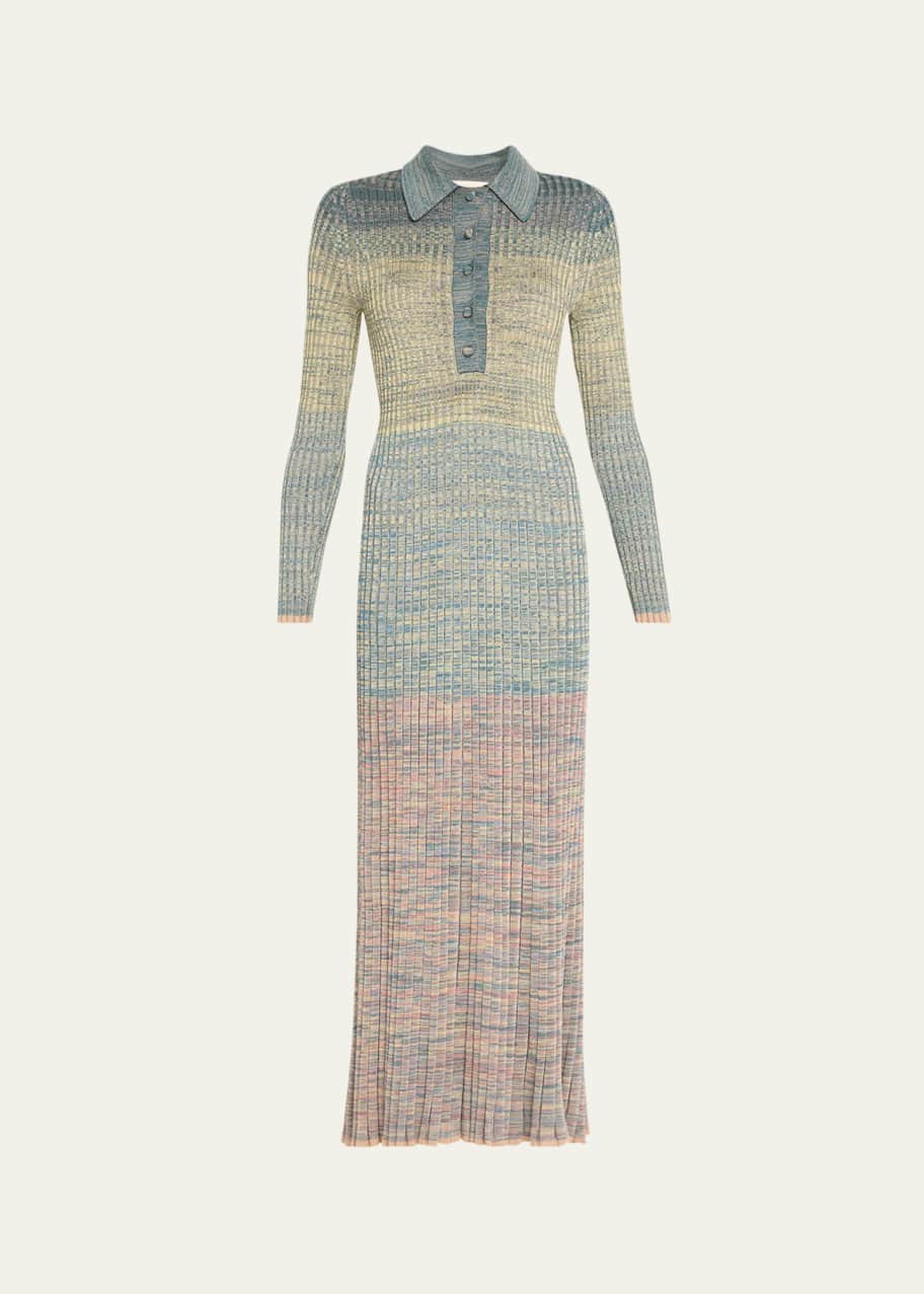 Zimmermann Mouline Rib Long-Sleeve Midi Polo Dress - Bergdorf Goodman