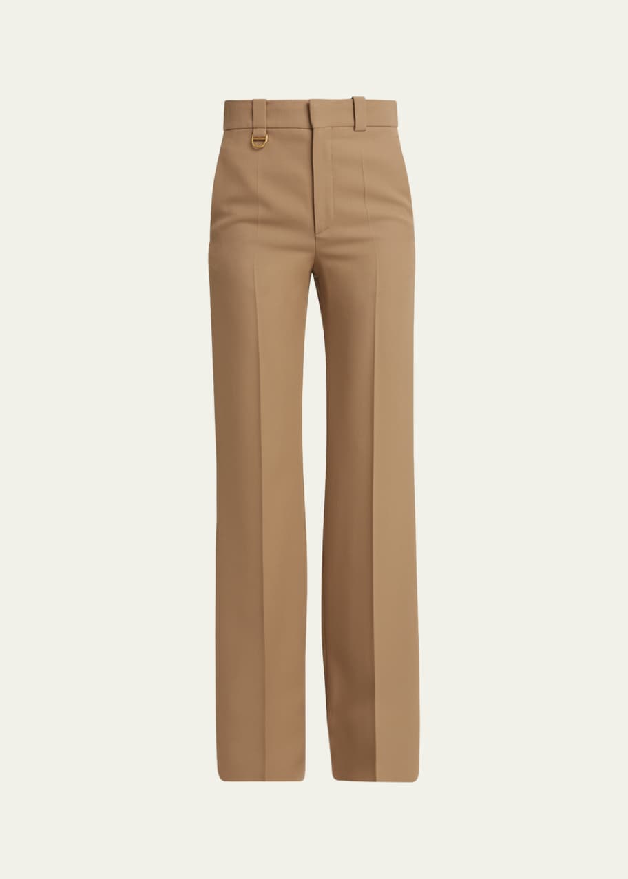 Image 1 of 1: Grain De Poudre Pleated Wool Trousers