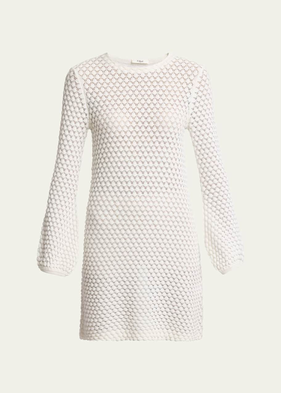 Chloe Short Pointelle Knit Long Sleeve Dress - Bergdorf Goodman