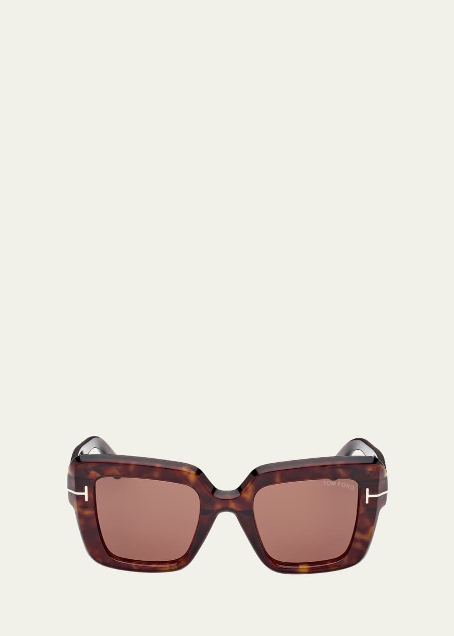 Image 1 of 1: Esme Tortoise Acetate Square Sunglasses