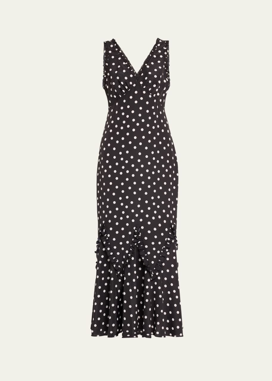 Image 1 of 1: Heida Sleeveless Polka Dot Maxi Dress
