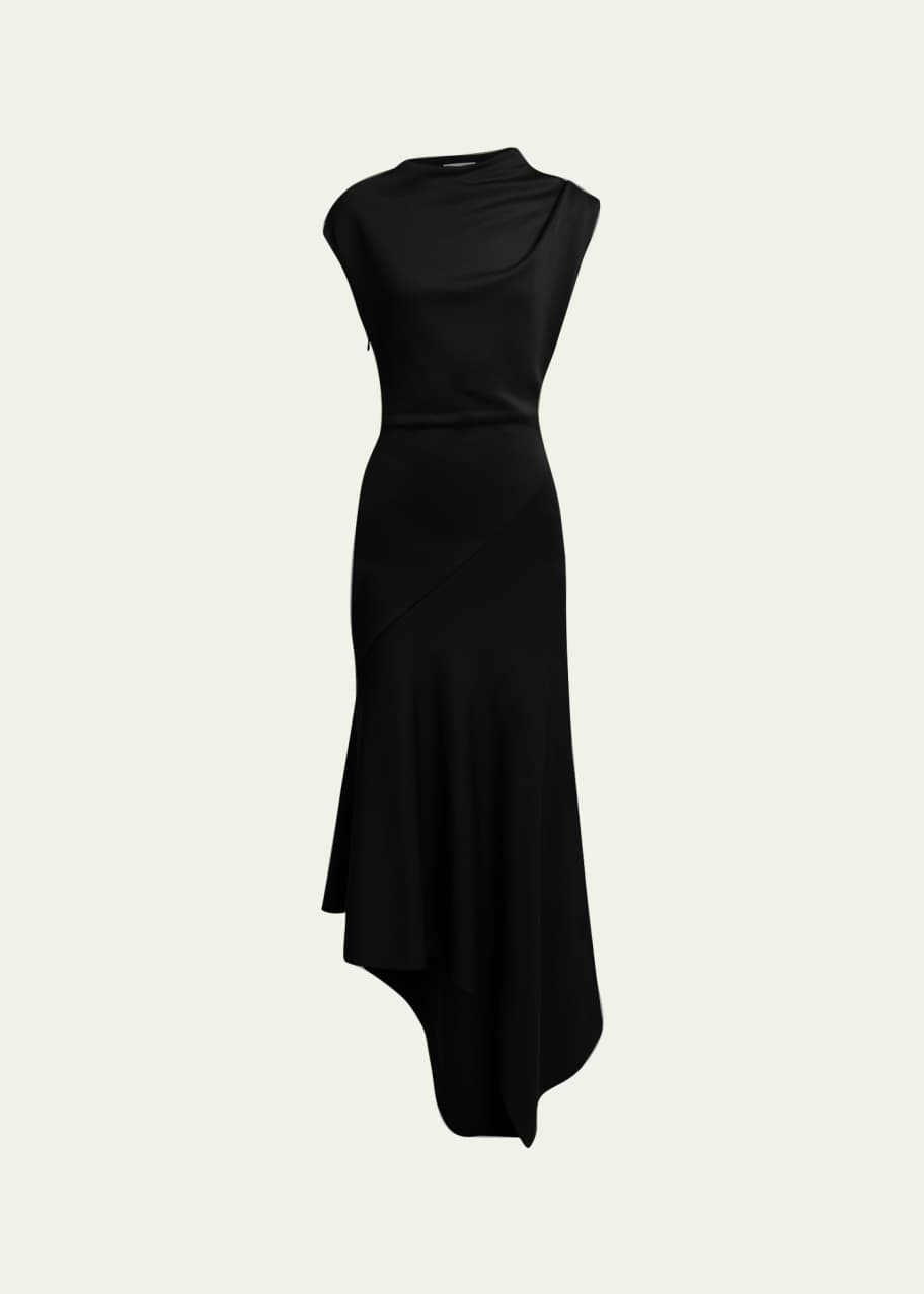 asymmetric drape midi dress Asymmetrical Draped Midi Dress main image 0