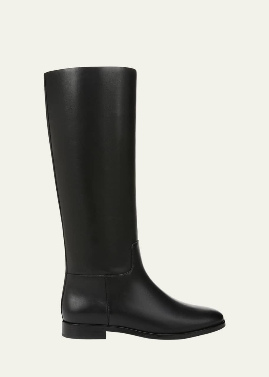 Image 1 of 1: Leather Zip Knee Boots Wide Calf