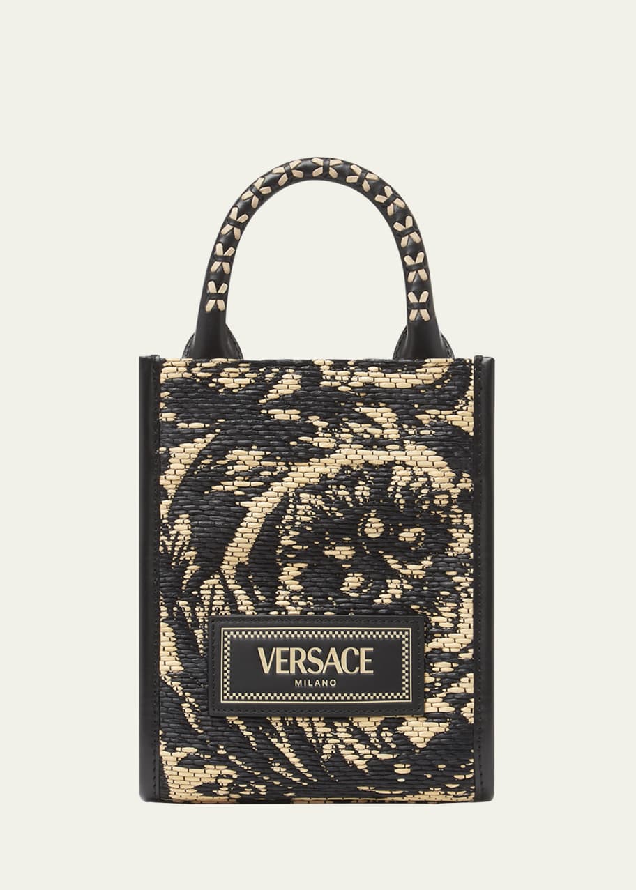 Image 1 of 1: Men's Barocco Raffia Mini Tote Bag